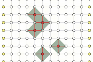 Array of qubit with errors being corrected